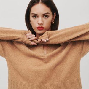 Camel 100% Cashmere Reformation Polo Sweater, XS